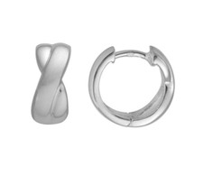 Sterling Silver - 6 x 13mm - Criss/Cross Textured Hoop Earrings