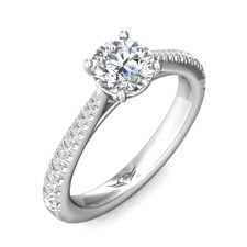  14K White Gold - Martin Flyer Tapered Diamond Shared Prong Diamond Engagement Ring Setting (0.31ct)