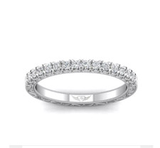 14K White Gold - Martin Flyer Vintage Style Round Diamond Wedding Band (0.24ct)