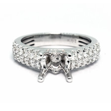 14K White Gold - Mutli Row Pave Diamond Engagement Ring Setting (0.50ct)