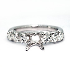 14K White Gold - Trellis Style Shared Prong Diamond Engagement Ring Setting (0.68ct)