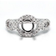 14K White Gold - Twisted Halo Style Diamond Engagement Ring (0.32ct)