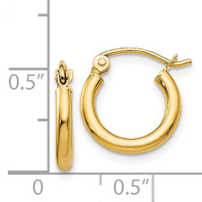 14K Yellow Gold - 2x12mm Lightweight Tube Hoop Earrings