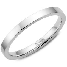 14K White Gold - 2mm Flat Style High Polished Stackable Band