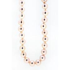 14K Yellow Gold - 6.5 x 7mm - Rose Pink Cultured Pearl Necklace Strand - 20 inch