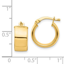 14K Yellow Gold - 7 x 15mm - Bold Flat High Polished Gold Hoop Earrings
