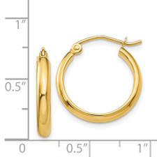 14K Yellow Gold - 2.75 x 18mm - Classic Tube Style High Polished Gold Hoop Earrings