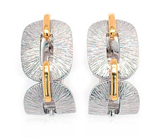 Breuning Sterling Silver, Textured Double Link Two Tone Earrings