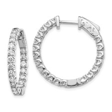 14K White Gold - 2.00ctw - Lab Grown Round Diamond Hoop Earrings 