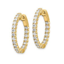 14K Yellow Gold - 2.00ctw - Lab Grown Round Diamond Hoop Earrings 