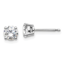  14K White Gold - 1.00ctw - Lab Grown Round Brilliant Cut Diamond Four Prong Stud Earrings 