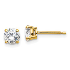 14K Yellow Gold - 1.00ctw - Lab Grown Round Brilliant Cut Diamond Four Prong Stud Earrings 