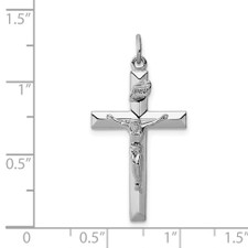 Sterling Silver - Beveled Crucifix Cross Pendant & Chain
