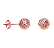 14K Rose Gold - 8MM Diamond Cut Gold Sparkle Studs