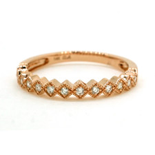 14K Rose Gold - Vintage Scalloped Style Diamond Stackable Band (0.12ct)