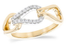 14K Yellow & White Gold - Two Tone Diamond Loop Fashion Ring  (0.15ct)