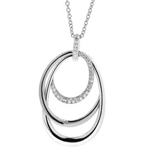 18K White Gold - Triple Interlocking Diamond Loop Fashion Pendant & Chain (0.28ct)
