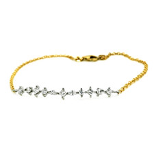 14K Yellow Gold -Mixed Fancy Cut Diamond Bar Cable Style Fashion Bracelet (0.46ct)