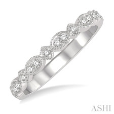 14K White Gold - Vintage Scalloped Round Diamond Stackable Band (0.20ct)