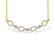 14K Yellow Gold - Interlocking Rope Textured Diamond Fashion Necklace (0.25ct)