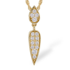 14K Yellow Gold - Diamond Pave Dangling Spike Pendant & Chain (0.25ct)