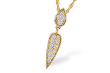 14K Yellow Gold - Diamond Pave Dangling Spike Pendant & Chain (0.25ct)