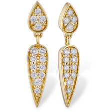 14K Yellow Gold - Diamond Pave Dangling Spike Stud Earrings (0.33ct)