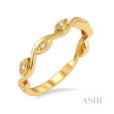 14K Yellow Gold - Leafy Vine Style Round Diamond Stackable Band (0.05ct)