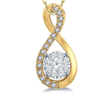 14K Yellow Gold - Love-Bright Infinity Loop Diamond Pendant & Chain (0.20ct)