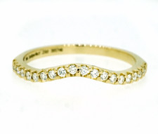 14K Yellow Gold - 0.20ct - Petite Curved Shared Prong Diamond Wedding Band