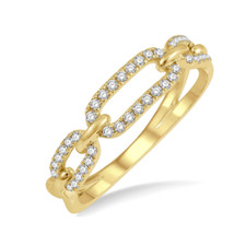 14K Yellow Gold - Round Diamond Set Paper Clip Fashion Ring (0.20ct)