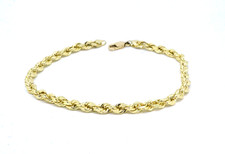 10K Yellow Gold - 4.25 mm - Diamond Cut Solid Gold Rope Bracelet - 8 inch