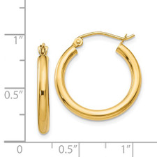 14K Yellow Gold  - 2.5 x 20mm High Polished Hoop Earrings
