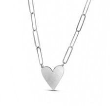 Sterling Silver - Paper Clip Heart Necklace - 18 inch