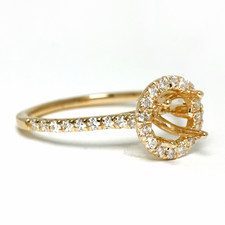 14K Yellow Gold - Classic Petite Halo Style Diamond Engagement Ring Setting (0.33ct)