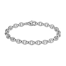 Sterling Silver - 6 mm Solid Oval Style Round Link Bracelet - 7 inch