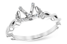 14K WHITE GOLD - DIAMOND ACCENTED BRAIDED VINE DIAMOND ENGAGEMENT RING SETTING (0.04ct)