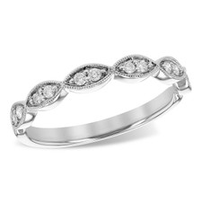 14K White Gold - Vintage Scalloped Diamond Stackable Band (0.14ct)