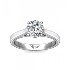 14K White Gold - Martin Flyer Bold Simple Round Diamond Solitaire Engagement Ring Setting