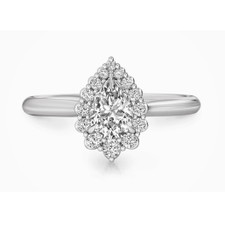 14K White Gold - Martin Flyer - Fancy Pear Shaped Diamond Halo Diamond Engagement Ring Setting (0.26ct)