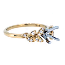 14K Yellow Gold - Diamond Leafy Vine Diamond Engagement Ring Setting (0.12ct)