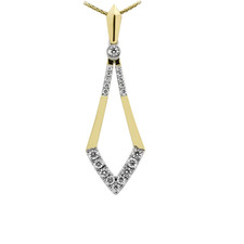 14K Yellow Gold - Open Kite Frame Diamond Accented Fashion Pendant & Paper Clip Chain (0.33ct)