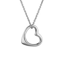 Sterling Silver - Open Frame Dangle Heart Pendant & Chain