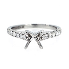 18K White Gold - 0.38ct - Shared U Prong Diamond Cathedral Engagement Ring Setting