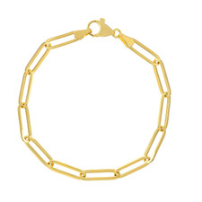 14K Yellow Gold - 5 x 17 mm - Paper Clip Chain Bracelet - 7.5 inch