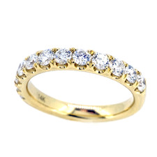 14K Yellow Gold - 1.00ct -  Round Brilliant Cut Diamonds Shared Prong Band (12RD)