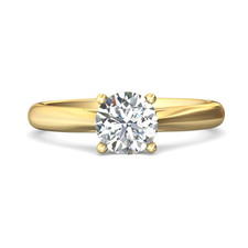 14K Yellow Gold - Martin Flyer Classic Cathedral Style Round Diamond Engagement Solitaire Setting