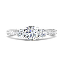 14K White Gold - Martin Flyer Modern Three Stone Diamond Engagement Ring Setting (0.55ct)