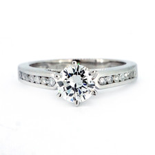 14K White Gold - 0.74ct - Round Diamond Channel Set Engagement Ring (0.30ct)