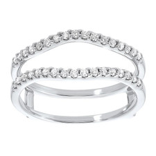 14K White Gold - Petite Contoured Round Diamond Ring Enhancer Jacket Wedding Band (0.33ct)